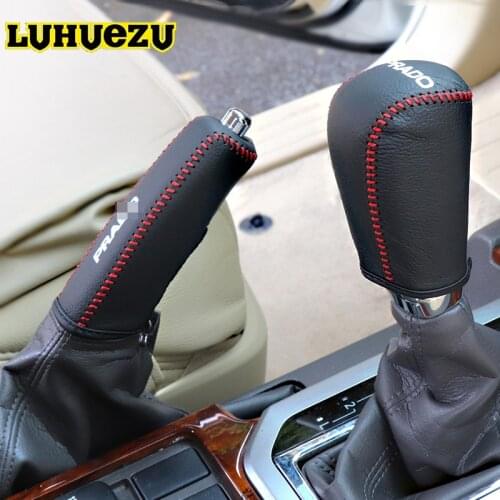 Hand Sewing Leather Car Gear Shift Knob For Toyota Land Cruiser Prado FJ150 2010 2011 2012 2013 2014 2015 2016 2017 Accessories