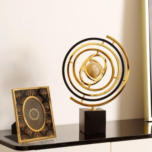 European Style Figurines Miniatures Living Room Metal Craft Marble Figurine Gift Wedding Dekoration Home Accessories DG50FM