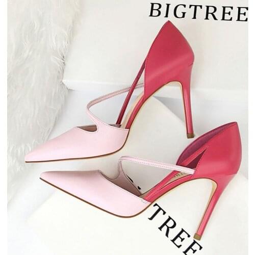 Bigtree Shoes Women High Heels Mixed Color Stiletto Woman Pumps Fetish Party Wedding Shoes Ladies Heel Sandals Female 9.5CM