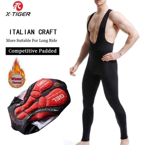X-Tiger Keep Warm Cycling Bib Trousers Winter Thermal Mountain Bike Pants Bicycle Tights Coolmax 5D Gel Pad Cycling Bib Pants