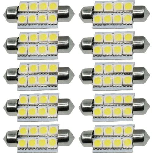 10PCS/Lot Festoon 42mm 5050 8SMD Pure White LED Light Car Interior Reading Light 6000K Auto Dome Lamp Bulbs Lamp DC12V