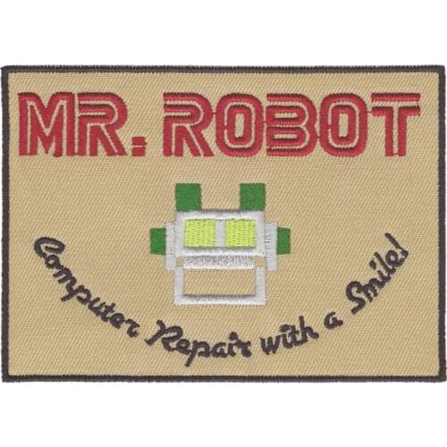 10PCS MR ROBOT FSOCIETY TV SHOW HIGH QUALITY PATCH IRON/SEW ON - US SELLER computer repair with a smile Suitable for all kinds o