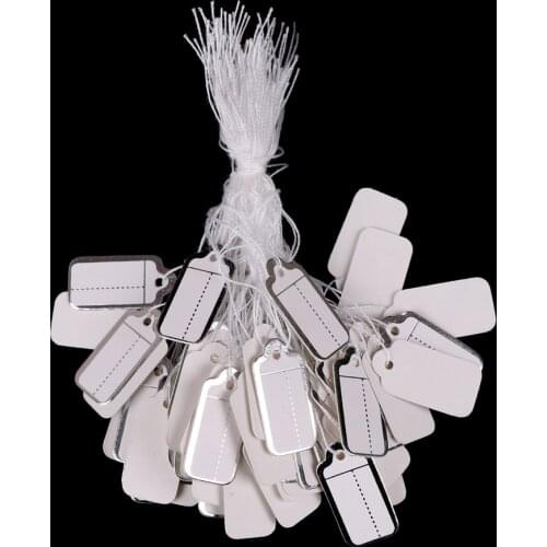 100Pcs/lot DIY Price Label Rectangular Label Tie String Jewelry Clothes Display Merchandise Price Tags Card Silver/Gold/White
