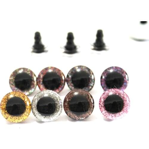 100pcs--N8 16mm short stem 3D CLEAR safety toy eyes &glitter Nonwovens & washer--long stem eyes