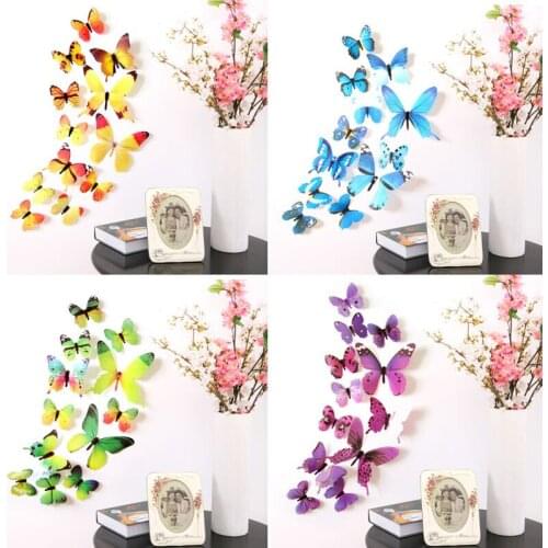 12Pcs Butterflies Wall Sticker Decals Stickers on the wall New Year Home Decorations 3D Butterfly PVC Wallpaper for living room