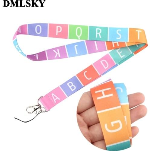 24pcs/lot DMLSKY letters Lanyard Keychain Lanyards for keys Badge ID Mobile Phone Rope Neck Straps Accessories Gifts M4083