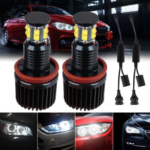 2 x 120W H8 LED Angel Eyes Halo Ring Light Bulbs 6500K For BMW E92 E93 E63 E70 Lamps