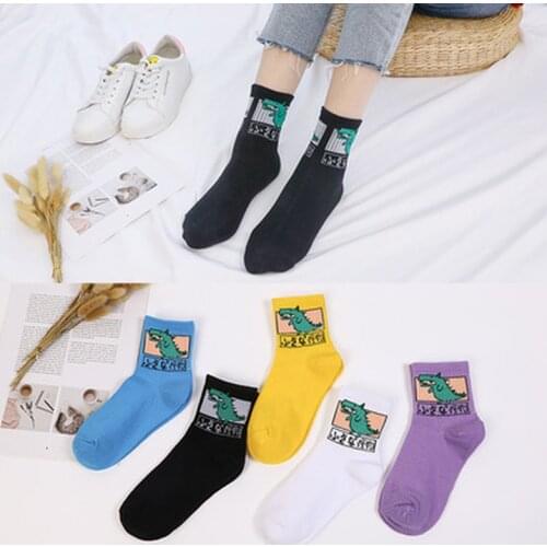 5 pairs Women Ins Cartoon Patterned Short Funny socks cute Animal dinosaur socks ladies funny japan College Wind Concise Socks