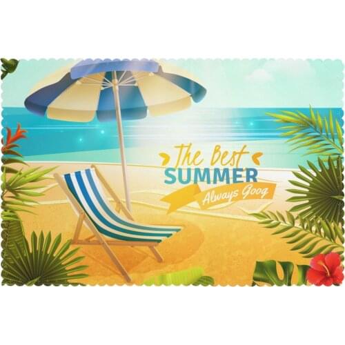 Tableware Pad Placemats 6 Pcs Table Mat Non-Slip Tropical Resort Cartoon Illustration Placemats for Dining Table