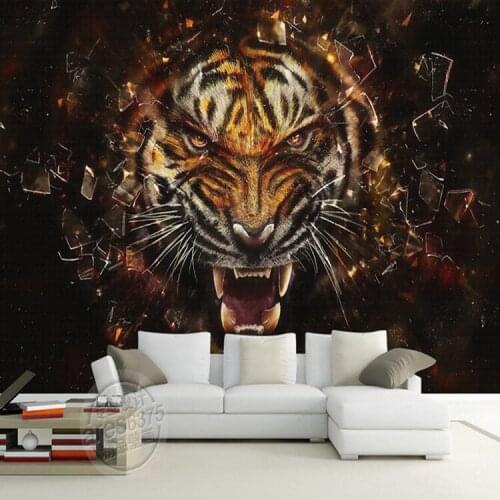 Large Tiger Animal 8D Papel Mural 3d Wall Photo Murals Wallpaper for Bedroom Living Room 3d Wall Mural 3d Wall paper