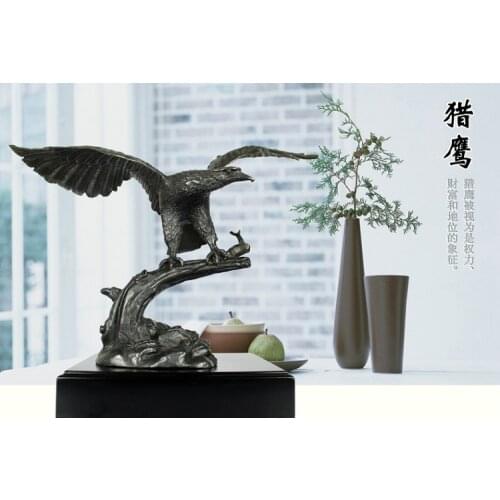 38CM LARGE # TOP ART # 2021 office home shop Magic company Desk TOP decorative bronze Eagle bird ART work statue Mascot