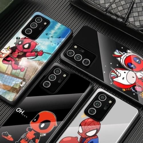 Tempered Glass Cover Cartoon Marvel Deadpool For Samsung Galaxy S21 S20 FE Ultra S8 S9 S10 S10e Lite Plus 5G Phone Case