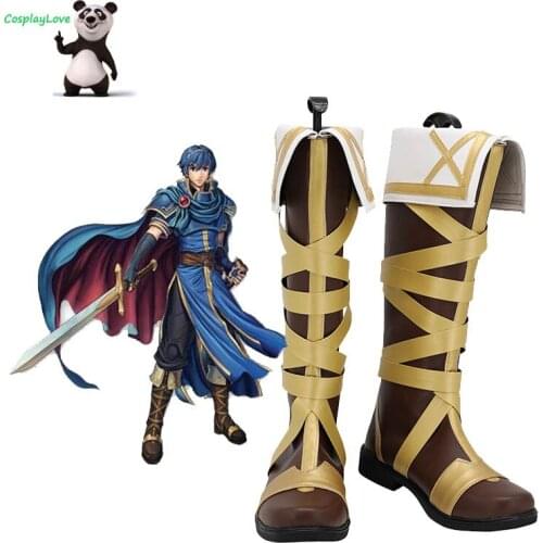 CosplayLove Fire Emblem Marth Brown Cosplay Shoes Cosplay Long Boots Leather Custom Made