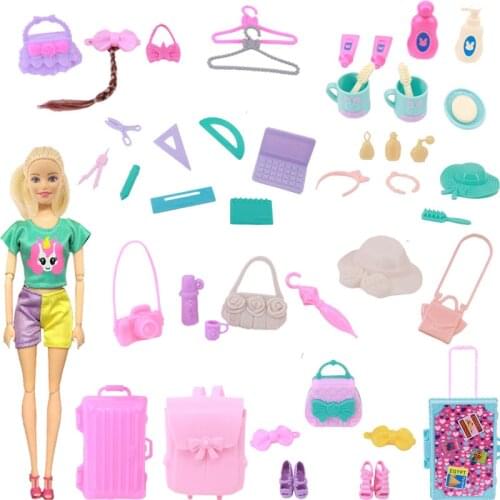 For Barbies Clothes Handbag Office Tools Toiletries Accessories Fashion Barbies Doll Furniture Childrens Toys Generation Gift