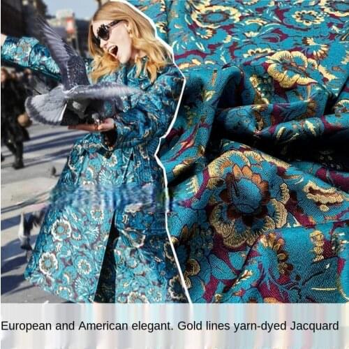 Elegant gold silk three-dimensional flower yarn-dyed jacquard fabric, sewing fabric factory shop is not out of stock