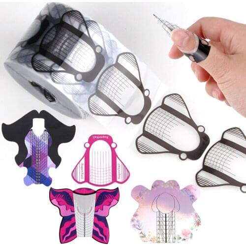 500Pcs Nail Forms Acrylic UV Gel Extension Tips Polish Stencil Nail Builder Stickers Guide French DIY Mold Manicure Nail Art Too