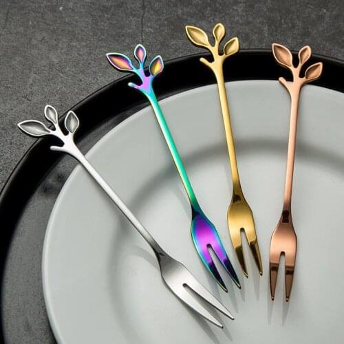 Creative Stainless Steel Spoon Branch Leaves Spoon Fork Coffee Spoon Christmas Gift Spoon Kitchen Gadget Decoration Bar Utensils