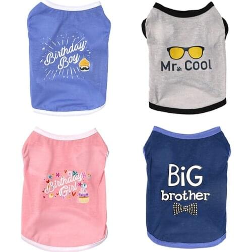 Summer Dog Clothes Pet Vest For Dogs Cat Birthday Vest Shirt Puppy Clothing For Dogs Costume Samll Dog Printed Clothes