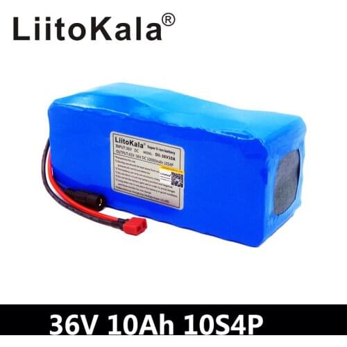 LiitoKala 36V 10Ah 500W High power&capacity 42V 18650 lithium battery pack ebike electric car bicycle motor scooter with BMS