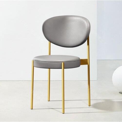 Linen uphostered metal chair PU leather uphostered chair