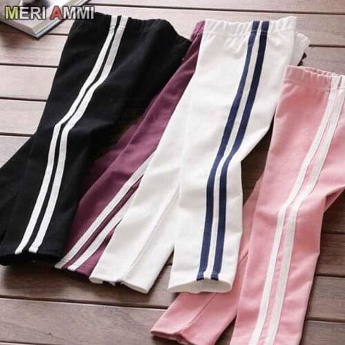 MERI AMMI Children Girl Cotton Clothing Baby Flower Stripes Leggings For 2-7 Year Girl,J691
