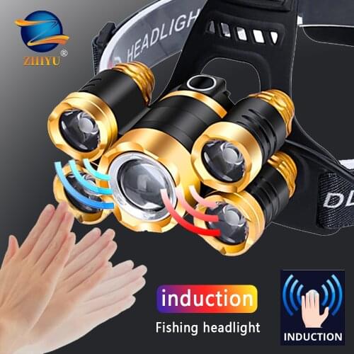 ZHIYU Powerful LED Headlight Headlamp 5LED T6 Head Lamp LED Flashlight Torch Head Light Useing 18650 Battery for Camping,fishing