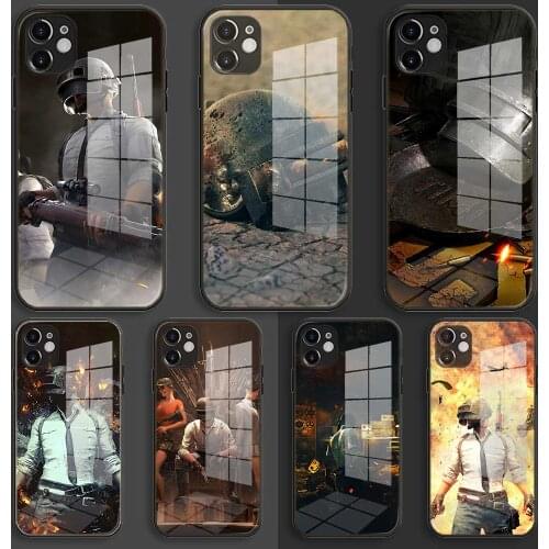 Glass Soft Silicone Balck Case Shell for iPhone 12 11 Pro X XS Max XR 8 7 6 Plus SE 2020 S Cover PUBG