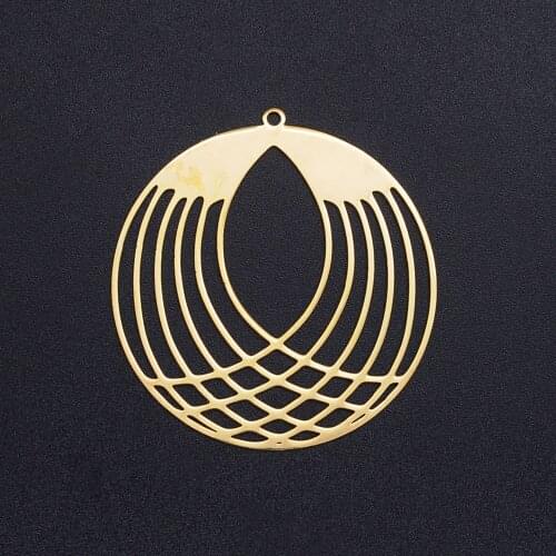 Stainless Steel Gold-plated Geometric Circular Charm DIY Accessories Round Pendant Jewelry