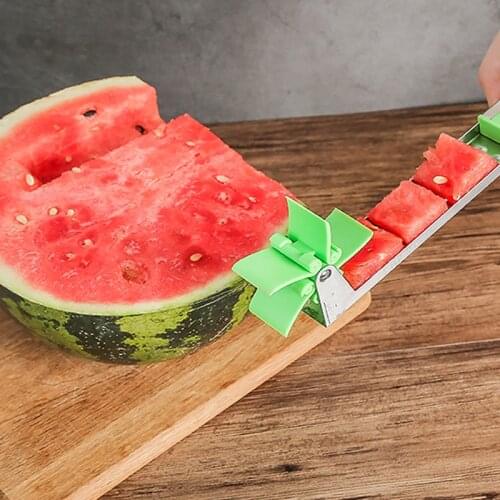 New Watermelon Slicer Stainless Steel Windmill Design Home Kitchen Gadgets Cut Watermelon Salad Fruit Slicer Shred Tool