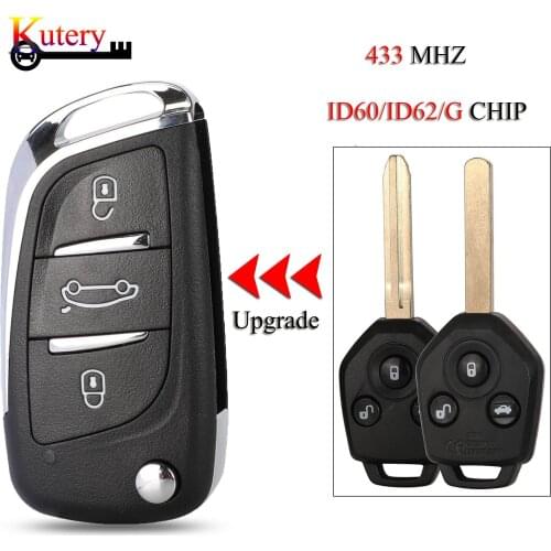 Kutery Original/Upgraded Folding Remote Car Key For Subaru XV Forester OutBack 3Buttons 433MHZ DAT17/TOY43R Blade With Chip