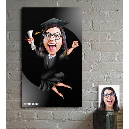 Personalized Lady Graduation Souvenir Cartoon Wooden Table-1