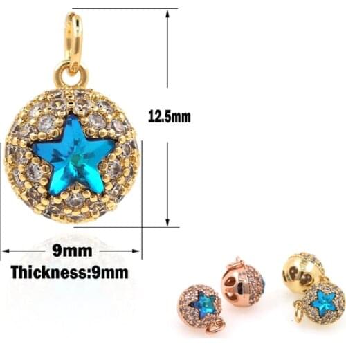 Zircon Ball Pendant Star Necklace Ball Star Charm Crystal Ball Pendant DIY Jewelry Making Accessories 12.5x9x9mm
