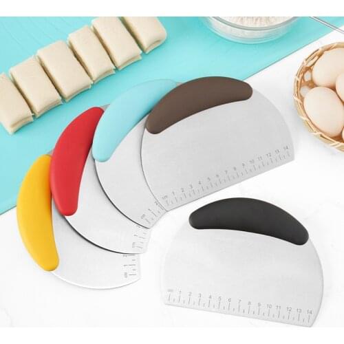 Semi-Circular Stainless Steel Noodle Cutter With Scales Size Mark Baked Flour Noodle Pastry Knife Baking Kitchen Tool