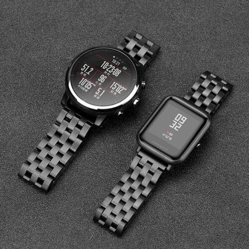 20mm 22mm Stainless Steel watchband For Amazfit Stratos Pace 2 / 2s / Amazfit Bip Smart Watch replacement strap adjustable size