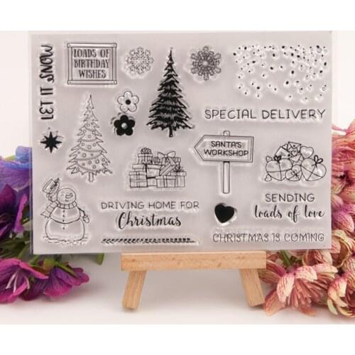 Christmas Tree Transparent Seal Clear Silicone Stamp Cutting DIY Scrapbooking Rubber Coloring Embossing Decor Reusable 15*11cm