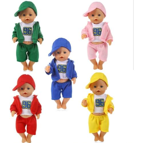 Sport Set Doll clothes+hat Wear for 43cm baby Doll, Children best Birthday Gift(only sell clothes)