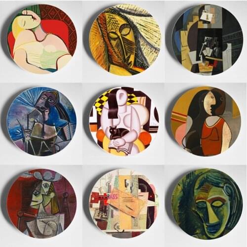 Picasso Plate Abstract Oil Painting Plate Ceramic Plate Wall Decorative Plate Hanging Plate Wall Decoration Porcelain Plate