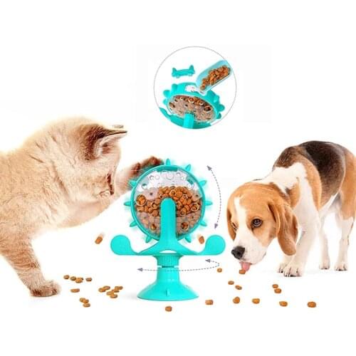 Interactive Dog Toy Fun Turntable Dog Puzzle Toy Kitty Puppy Leaking Food Toys With Suction Cup Pet Slow Feeder Dogs Accessories