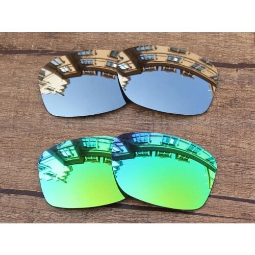 Vonxyz 2 Pairs Chrome Mirror & Jade Mirror Polarized Replacement Lenses for-Oakley Jupiter Squared Frame