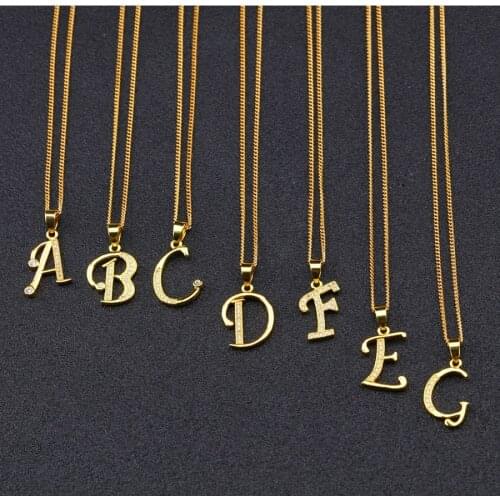 26 Letter Women Pendants Necklaces Chain Princess Girls Gift High Quality Fashion Jewelry Golden Copper A B C E F G H M N O P Q