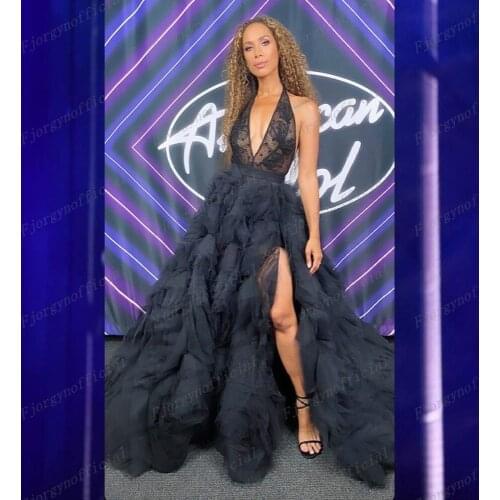 Luxury Black Extra Puffy Ruffled Tulle Skirts For Women Chic Side Split Formal Party Skirt Photoshoot Long Tiered Wedding Skirts