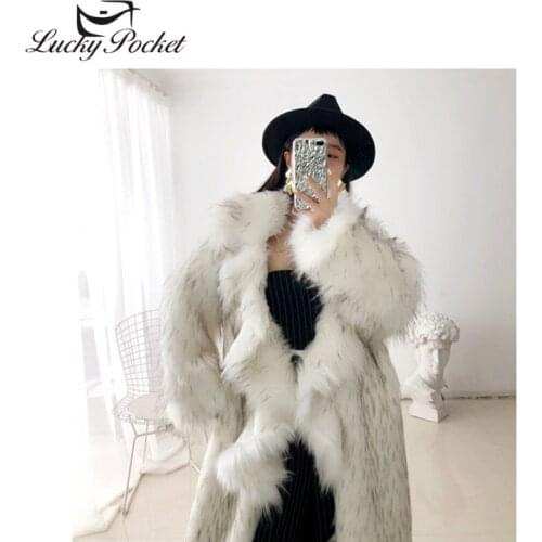 Women Winter Fashion Long Casual Warm Raccoon Dog Fur Leather Ladies New High Quality White V-Neck Outerwear Thick Coats ML147