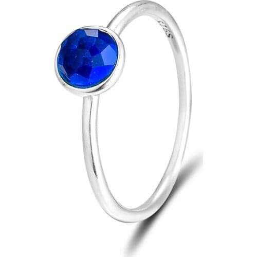December Droplet Ring with Blue Crystal Fits European Jewelry Authentic 925 Sterling Silver Jewelry for Women Free Shipping