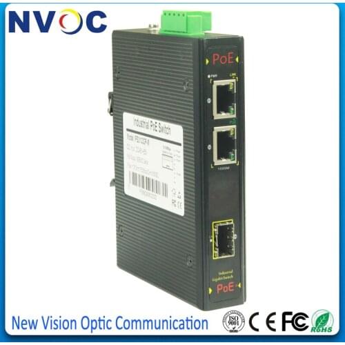 1Port 1000BASE+2Port 10/100/1000BASE-T,Excluding SFP,2*GE PoE+1*GE SFP 1000M Unmanaged Industrial POE SFP Media Converter Switch