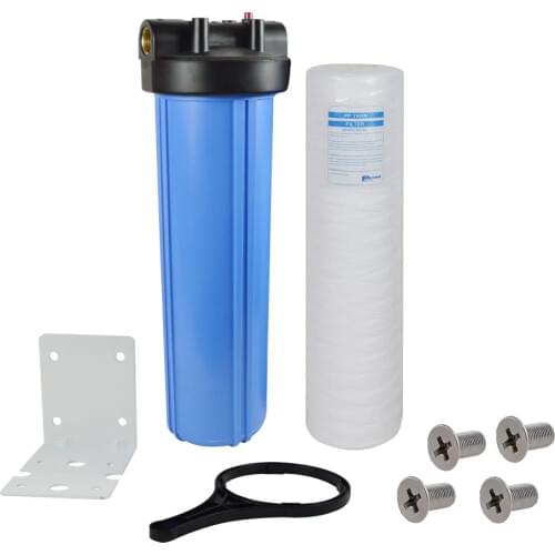 1-Stage Whole House Water Filtration system with 20-Inch String Wound Filter 20Micron,Mounting bracket ,Screw&Wrench ,1" inlets