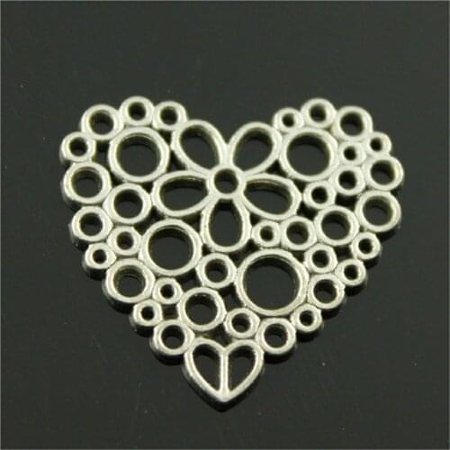 10pcs/lot Heart Charms Pendant DIY Metal Jewelry Making 2 Colors Antique Silver Color Antique Bronze Color 23x25mm