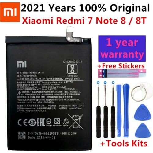 100% Original Replacement Battery BN46 For Xiaomi Redmi Note8 Note 8T 8 Redmi 7 Redmi7 Genuine Phone Battery 4000mAh Free Tools