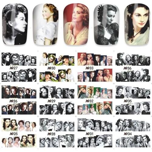 12sheets water decal nail art nail sticker Decorations slider tattoo full Cover beauty Vivien Leigh style decals A925-936