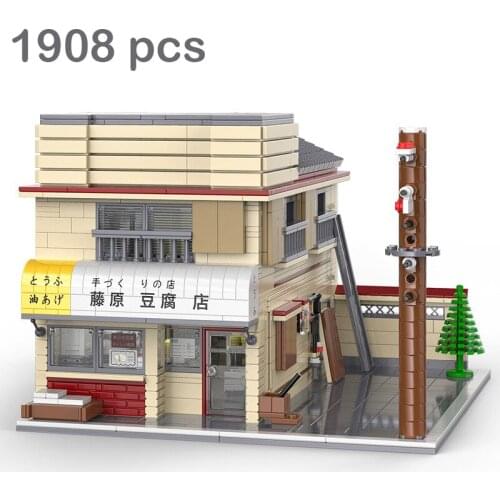1908PCS Fujiwara Tofu Shop Model Building Blocks Constructor With AE86 Car Bricks Assembled Toys for Children Xmas Gifts