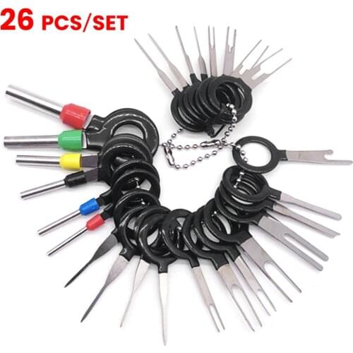 26pcs Harness Terminal Ejector Line Maintenance Kit Stainless Steel Single Needle Double Needle Flat Tip 0.8-6.2mm Car Repair